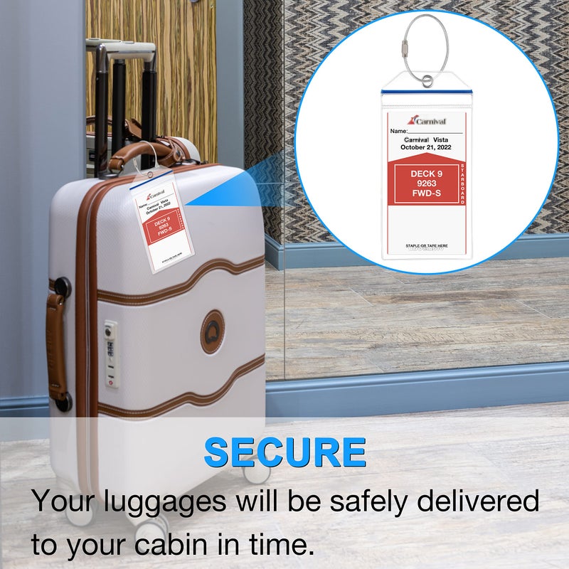 Wisdompro Cruise Luggage Tag Holder, 5 Pack Clear Waterproof Luggage Tags with Zip Seal & Steel Loops for Carnival Cruise Ships - Image 5